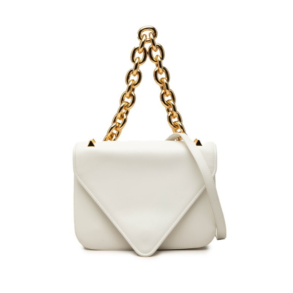 Bottega Veneta Mount Chain Handbag Shoulder Bag 2-Way White Leather Women's B...